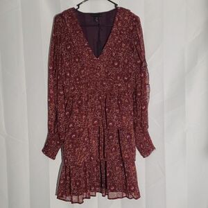 House Of Harlow Bohemian Flowy Tiered Purple Floral Dress Size 10